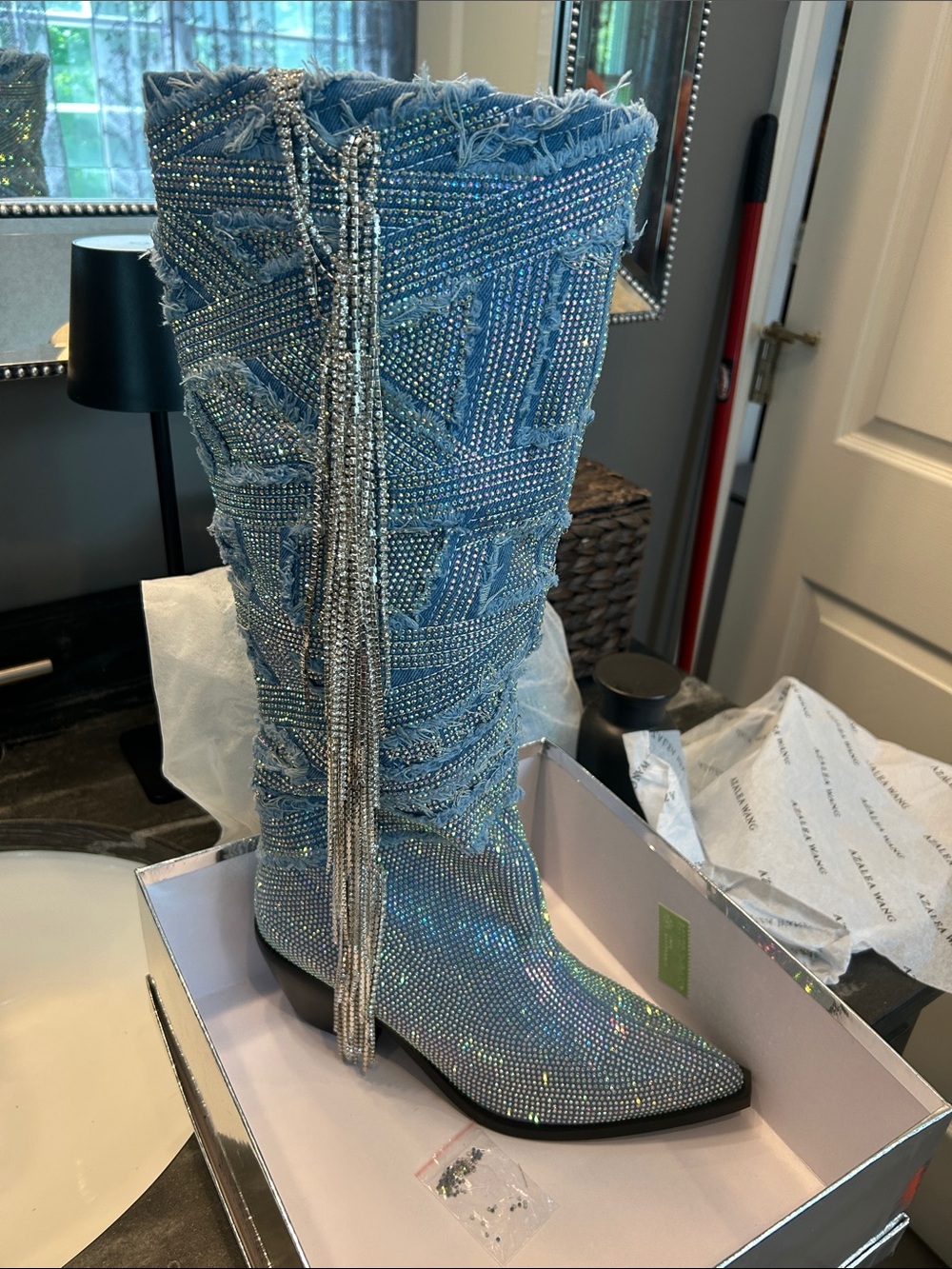 Azalea Wang Domingo Denim Western Boot - Picture 6 of 11